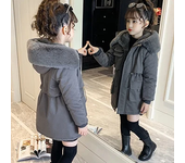 5-14 Years Winter Girls Coat Plus Velvet Keep Warm Jacket For Girls Parka Snowsuit Fashion Hooded Teenagers Children Outerwear