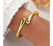 Brazaletes de Oro para Mujeres y adolescentes, pulsera de Giro ajustable Gruesa a la moda, Regalos de joyería (Gold)