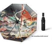 Guochao Qingqiu paraguas automático para mujeres, soleado y lluvioso, parasol de doble propósito de alto valor, parasol de vinilo, protector solar, protector solar protección ultravioleta
