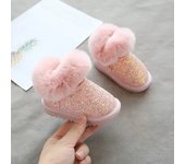 Botas De Nieve Para Niña, Zapatos De Invierno De Terciopelo Impermeable, Botas De Algodón Para Niños