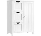 Armario de Baño, Mueble de Baño Estrecho, Cómoda de Baño, Cajonera con 4 Cajones, Armario con Puerta, Estante Ajustable, 30 x 55 x 82 cm, Blanco LHC41W