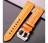 1pc Correa de reloj de cuero de ternera auténtico, patrón de cocodrilo, estilo casual, cierre de hebilla de lengüeta, banda gruesa de alta calidad para relojes de esfera grande, 20mm 22mm 24mm, disponible en 6 colores