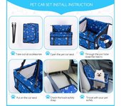 Refuerzo de Coche para Perros, Asiento del Coche de Seguridad para Mascotas Perro Gato Plegable Lavable Viaje Bolsas y Otra Mascota Pequeña con Cremallera Bolsillo, 40 * 34 * 25 cm, Azul