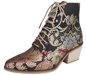 Women's  High Heel Embroidered Short ots, Thick Heel, European & American