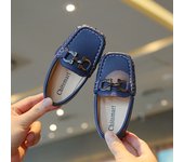 Boys Leather Shoes Kids Casual Flats Slip-on Loafers Moccasins Square Toes with Metal Buckle Fashion Classic Soft Party Shoes