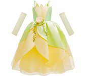 Fancy Girl Flower Forest Fairy Tulle Tiana Princess Dress Children Carnival Cosplay Birthday Party Flowers Leaves Elf Costume