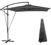 Parasol Excéntrico 247x247 cm Sombrilla de Jardín con Base Cruzada Cubierta Ajustable Manivela Funda Protectora y Cuerda de Viento Anti-UV 50+ Sombrilla para Terraza Patio