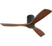 52 Inch Low Profile Ceiling Fan DC 3 Carved Wood Fan Blade Noiseless Reversible Motor Remote Control Without Light