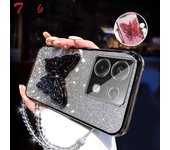 3D Butterfly Phone Holder Crystal Bracelet Glitter Plating Case for Xiaomi POCO X6 X5 X4 X3 NFC M4 M3 Pro 5G Back Cover