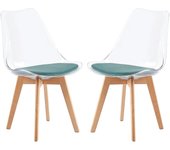 Pack de 4 Sillas de Comedor Sillas Cocina Nórdico con Asiento Tapizado y Las piernas de Madera de Haya Maciza, Blanco