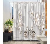 3D Emed Flower Geometry Shower Curtain Vine Leaves Butterfly European Waterproof Bathroom Art Decor Hooks Curtains
