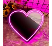 Espejo Luz de Neón LED Alimentada por USB, Logotipo de Espejo Decorado en la Pared, Buen Regalo Para la Habitación de Novia y Niña, Cómoda, Espejo de Maquillaje Para la Sala de Estar