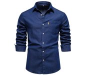 2023 plus size long sleeved men, casual cotton, high-quality denim shirt for men