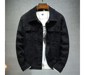 Chaquetas vaqueras de otoño para hombre, chaqueta vaquera ajustada elástica de algodón a la moda, abrigos a la moda con cuello vuelto, ropa informal Vintage para hombre