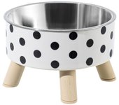 Anti-choking Stainless Steel Cat Bowl Non-slip with Stand Elevated Cats Feeder Bowl Grid/Wave Point High Foot Dogs Feeder