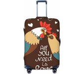 Rose Gold Glitter Splatter Luggage Cover Washable Elasticated Luggage Covers for Suitcase tsa Approved Stylish Dust and Scratch Resistant Luggage Case Protector for Kids and Adults-Rooster And Chicken