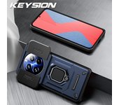 KEYSION Shockproof Case for Realme 12 Pro+ 5G 12+ 5G Slide Camera Lens Protection Ring Stand Phone Cover for OPPO Realme 12+ 5G