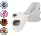 with Bright LED Light 30X 60X Illuminated Loupe Dual Lens Flexible Foldable Jewelry Magnifier Hands Free Adjustable Lighting