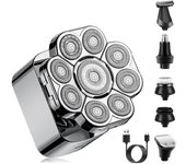 9D Electric Head Shavers for Bald Men, Detachable Bald Head Shavers for Men, 5-in-1 Mens Grooming Kit,Wet/Dry LED Display,Travel Lock Cordless Rechargeable, Electric Razor for Men with Type-C Charge