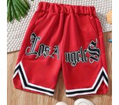 Pantalones Cortos De Baloncesto Con Estampado De Moda LOS ÁNGELES Para Chicos, Cintura Elástica, Cómodos Y Transpirables Para