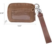 Women's Keychain The Iris Waterproof Nylon Wallet Pouch Wristlet Zip Card Case with Clear ID Window