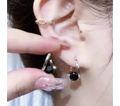 2Pcs Efficient Lymphvity Magne Therapy Germanium Earrings Diamonded Copper Lymphatic Drainage Earrings Ear Stud Black