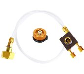 Outdoor camping stove filling adapter, flat bottomed gas cylinder connector, inflation with pressure relief valve