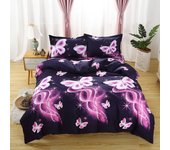 Juego De Funda Nórdica De 3 Piezas, Juego De Cama Con Estampado De Mariposas Moradas, Funda Nórdica Suave Y