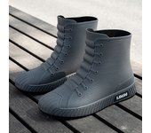 Botas de goma para hombre impermeables a media pantorrilla Zapatos de trabajo cómodos antideslizantes Negro