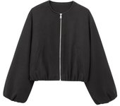 BUNO-Chaquetas Bomber rojas con cremallera para mujer, chaquetas recortadas suaves, chaqueta deportiva de manga larga para mujer, novedad en prendas de vestir exteriores 2025