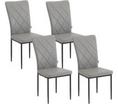 Comedor Pack de 4, Sillas Comedor Tapizadas, Respaldo Alto, Sillon Moderno de Cuero Artificial, Sillas Ergonómicas con Patas de Metal para Comedor, Dormitorio, Salón, Blanco, EZS23ws-4