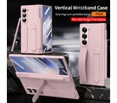 For Samsung Z Fold 6 Luxury Vertical Wristband Phone Case with Integrated Stand and Glass Front Film