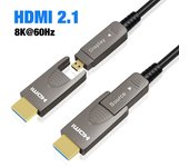 8K Fiber Optic HDMI 2.1 Cable 50m Detachable 8K HD Cable eARC, 48Gbps, 8K@60Hz, 4K@120Hz with Dual Micro HDMI for RTX 3080/3090