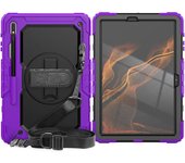 For Samsung Galaxy Tab S8 Plus S7 FE 12.4 inch with Screen Protector & Shoulder Strap Hand Strap Stand Case