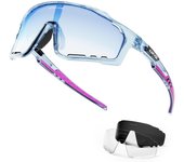 Gafas de Ciclismo Polarizadas Hombre Gafas MTB Mujer Gafas Bicicleta Montaña Gafas Bici con 3 Lentes Intercambiables TR90 Gafas Ciclista Protección UV 400 Gafas de Sol Deportivas Running K76