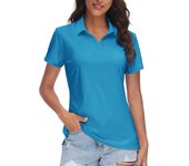 Women's V-Neck Polo Shirts Sun Protection Quick Dry Golf Polos Collared Shirt
