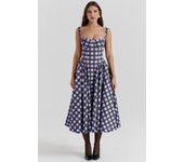Women's Checkered Dress, Summer Dress with Shirt Neck