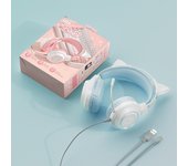 Original Wired Headphones Colorful Ambient Light Cute Cat Gift  With Microphone 360°Stereo Surround Music Gaming Headset