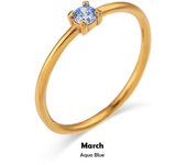 E.b.belle 12 Months Constellation Cz Birthstone Rings For Woman Gold Plated Stainless Steel Zodiac Birthday Ring Jewelry