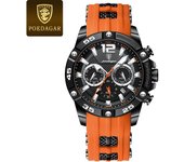 POEDAGAR Multifunción nuevo hombre reloj de silicona con reloj de cuarzo