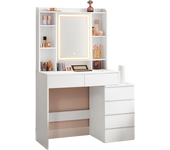 Brillo Ajustable, Mesa de Maquillaje con Espejo, Compartimentos Abiertos, Estantes Ajustable, Estación