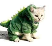 Pet Cat Clothes Puppy Dog Cat Funny Dinosaur Costume Winter Warm Plush Cat Coat Fleece Hoodies Sweater Small Dog Kitten Clothing