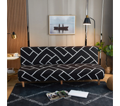 Black Geometric Folding Sofa Bed Cover Sofa Covers Spandex Stretchdouble Seat Cover Slipcovers for Living Room Geometric Print