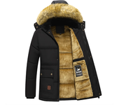 Chaqueta gruesa de lana a prueba de viento para hombre, Parkas cálidas, abrigo con Cuello de piel con capucha, Parka informal clásica, invierno, 2024