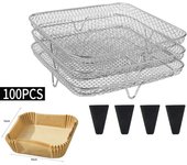 3-layers Air Fryer Stackable Grid Grilg Rack Stainless Steel Anti-corrosion for Home Kitchen Oven Steamer Cooker Gadgets