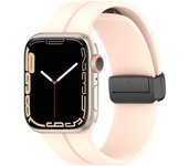 Suitable for Watch S 9/8/7/6/5/SE/Ultra Apple Silicone Adjustable Magnetic Folding Buckle Watch Strap