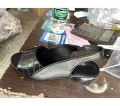 Women's Sandals Mid Chunky Heel  Summer New Soft Leather Open Toe Large Size Outdoor Fish Mouth Shoes