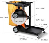 SucceBuy Cleaning Cart, Commercial Janitorial Cart, Plastic Housekeeping Cart with PVC Bag