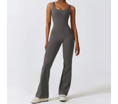 Women Sport One-Piece Suit Yoga Jumpsuit V Back Scrunch Gym Flared Pants Women Sports Jumpsuit Fitness Rompers Workout Bodysuits