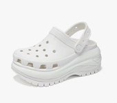 Burolma Crocs Classic Mega Crush Clog Sandalias Blancos para Mujer
